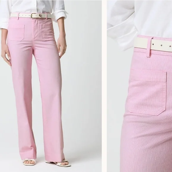 Nwt J. Crew Factory Lizzie High-rise Patch-pocket Wide-leg Pant Petite 29 Pink - Picture 3 of 6